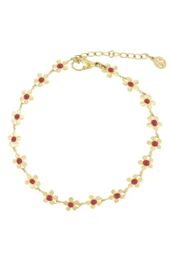 ZUSSS armband met bloemen roze rood* Armbandjes