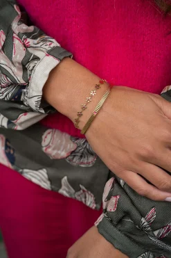 ZUSSS armband met bloemen roze rood* Armbandjes