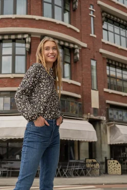 ZUSSS blouse blaadjes print* Tops
