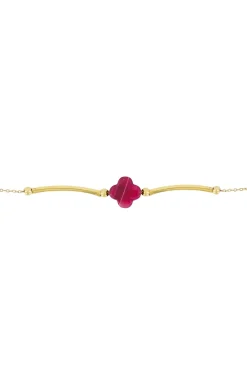 ZUSSS fijne armband met bloem roze rood* Armbandjes