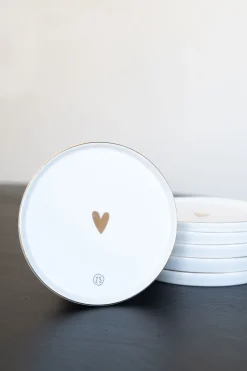 ZUSSS gebaksbordje goud hartje wit (set van 6)* Servies