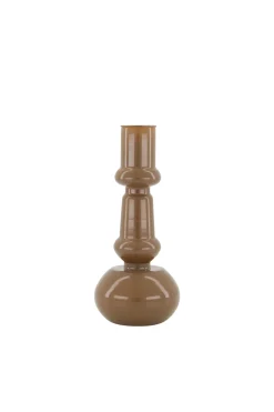 ZUSSS glazen kandelaar 18cm warm grijs* Kaarsen|Kaarsenhouders