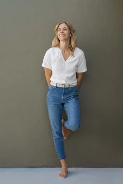 ZUSSS high waist jeans midden blauw* Broeken & Jeans