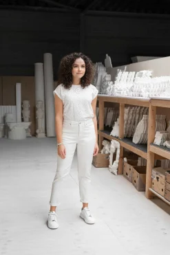 ZUSSS high waist jeans off white* Broeken & Jeans