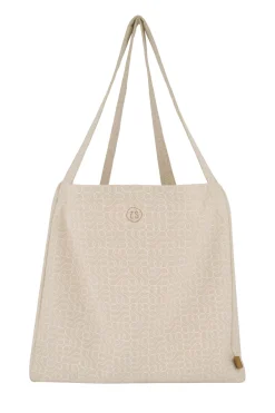 ZUSSS katoenen tas met logoprint zand/wit* Schoudertassen & Handtassen