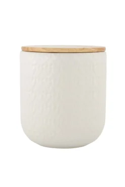 ZUSSS keramieken bewaarpot met houten deksel hartjes 12cm* Keukenaccessoires