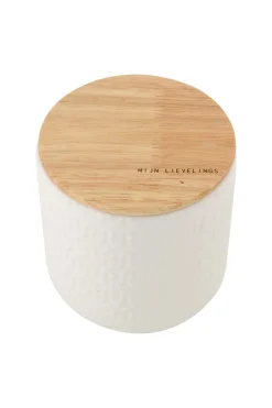 ZUSSS keramieken bewaarpot met houten deksel hartjes 12cm* Keukenaccessoires