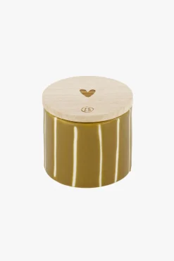 ZUSSS keramieken geurkaarsje met houten deksel hartje* Geurkaarsen