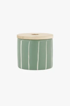 ZUSSS keramieken geurkaarsje met houten deksel klavertje salie* Geurkaarsen