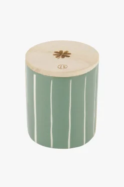 ZUSSS keramieken geurkaars met houten deksel klavertje salie* Geurkaarsen