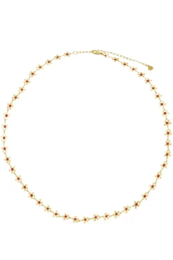 ZUSSS ketting met bloemen roze rood* Kettingen