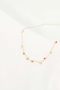 ZUSSS ketting met klavertjes roze rood* Kettingen
