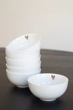 ZUSSS kom goud hartje wit (set van 6)* Servies