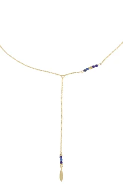 ZUSSS lange ketting met veertje goud/kobalt* Kettingen