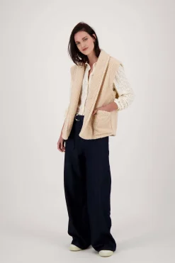 ZUSSS lang teddy gilet met zakken off white* Vesten