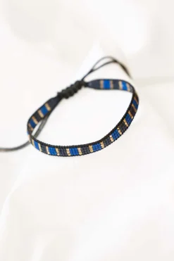 ZUSSS miyuki armbandje streepje kobalt/antracietgrijs* Armbandjes