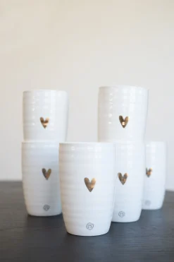 ZUSSS mok L goud hartje wit (set van 6)* Servies