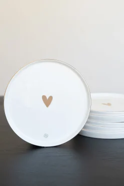 ZUSSS ontbijtbord goud hartje (set van 6)* Servies