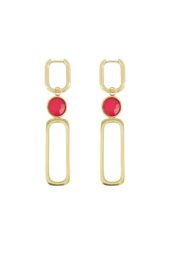 ZUSSS oorbel met glassteen roze rood* Oorbellen