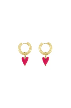 ZUSSS oorbel met hartje roze rood* Oorbellen