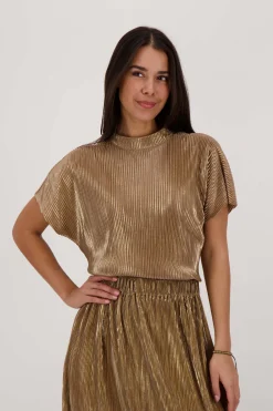 ZUSSS plisse turtle top goud* Tops