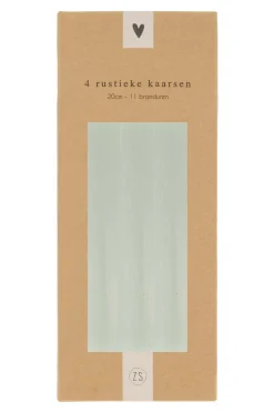 ZUSSS 4 rustieke kaarsjes 20 cm saliegroen* Kaarsen