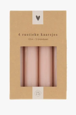 ZUSSS 4 rustieke kaarsjes 12cm terra* Kaarsen