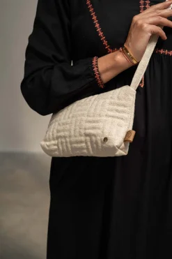 ZUSSS schoudertasje met stiksels peper en zout* Schoudertassen & Handtassen