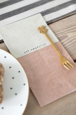 ZUSSS servetten eet smakelijk 11x20cm zand/terra roze* Keukentextiel