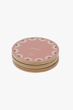 ZUSSS Set van 6 onderzetters rond zand/antracietgrijs/terra roze* Keukenaccessoires