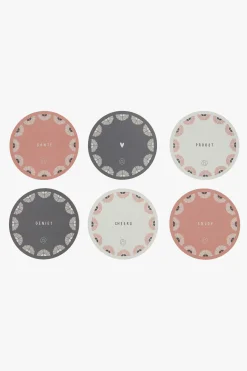 ZUSSS Set van 6 onderzetters rond zand/antracietgrijs/terra roze* Keukenaccessoires