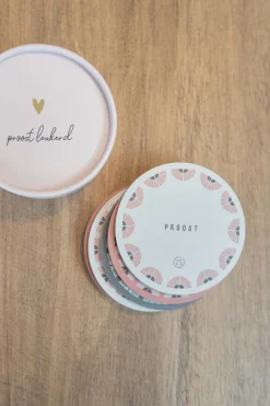 ZUSSS Set van 6 onderzetters rond zand/antracietgrijs/terra roze* Keukenaccessoires