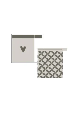 ZUSSS set van 2 washandjes hartje/patroon antracietgrijs/zand* Bad