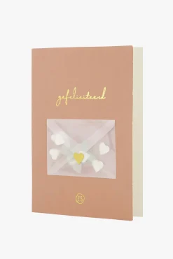 ZUSSS wenskaart hoera met hartjes confetti terra roze* Kaartjes
