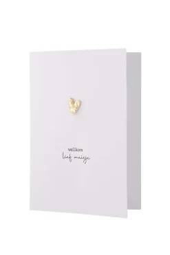 ZUSSS wenskaart met broche welkom lief meisje* Baby