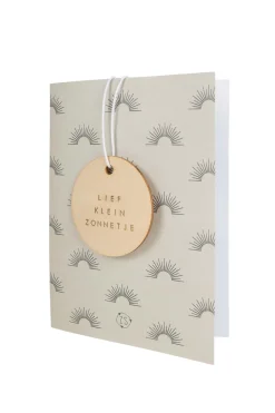 ZUSSS wenskaart met houten tag klein zonnetje* Baby